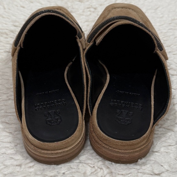 New Brunello Cucinelli Monili Embellished Suede Backless Mule Loafers Sz 38 US 8 - Picture 6 of 10